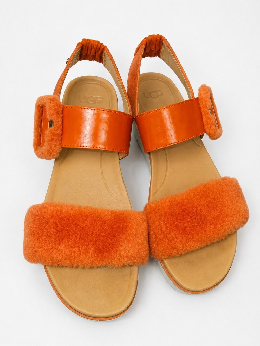 UGG | Le Fluff Orange Shearling Platform Sandals US 11 - Picture 3 of 7
